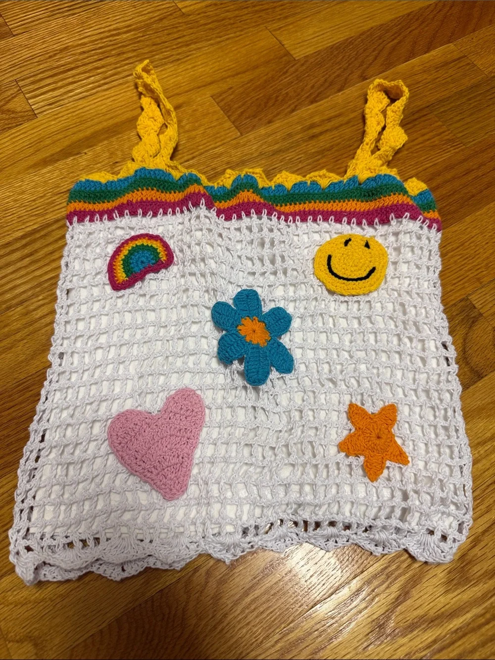 White Crochet Skirt & shirt with hat & bag